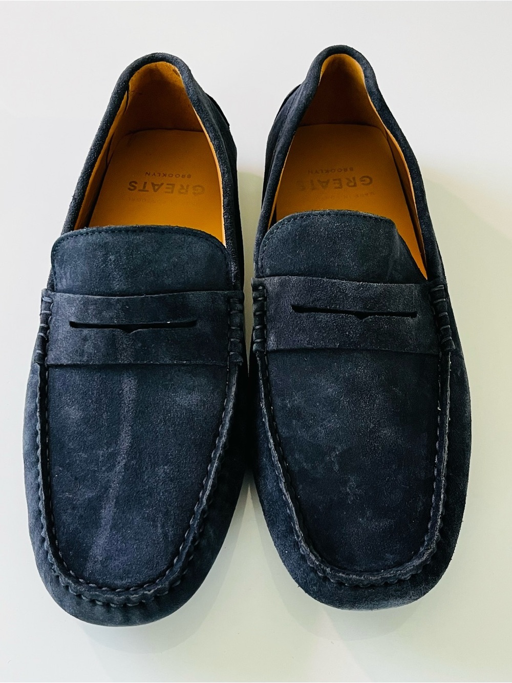 Greats Corsa Driver Hand Sewn Penny Loafers Navy Suede Leather Moccasin Men’s 11 - Picture 6 of 12